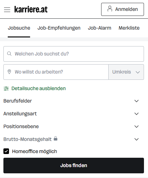 Filter Homeoffice bei der Jobsuche auf karriere.at Filter Homeoffice bei der Jobsuche auf karriere.at