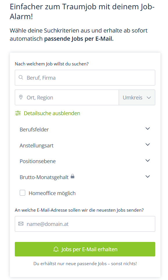 Benachrichtigungen durch den Job Alarm.