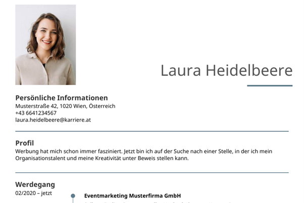 Lebenslauf Laura Heidelbeere