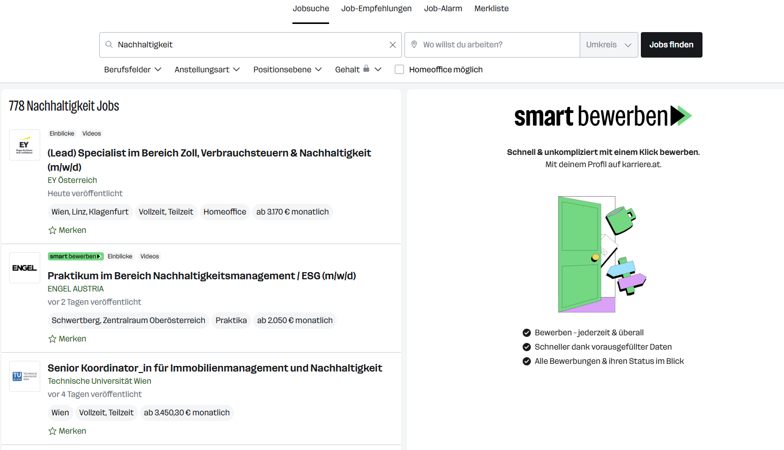 Nachhaltigkeit Jobsuche