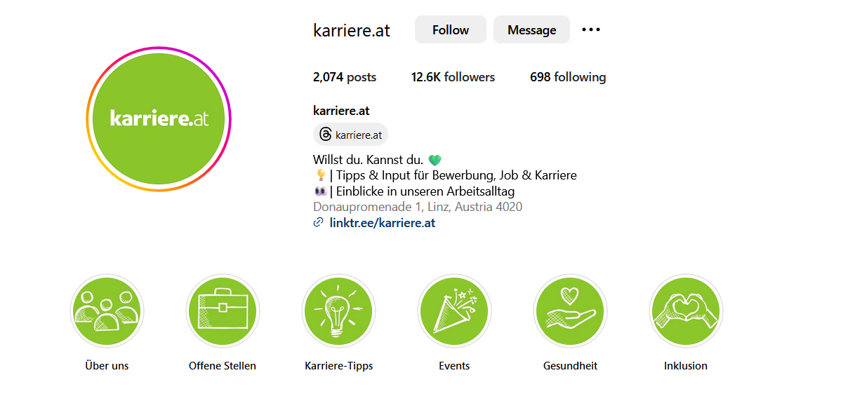 Karriere at Instagram Bio